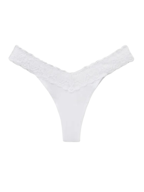 Calcinha Brasileira Em Renda e Microfibra - Branco