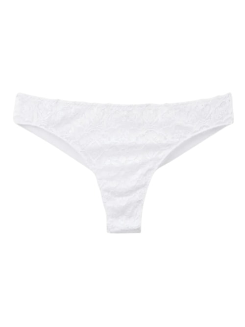 Calcinha Brasileira Em Renda e Microfibra - Branco