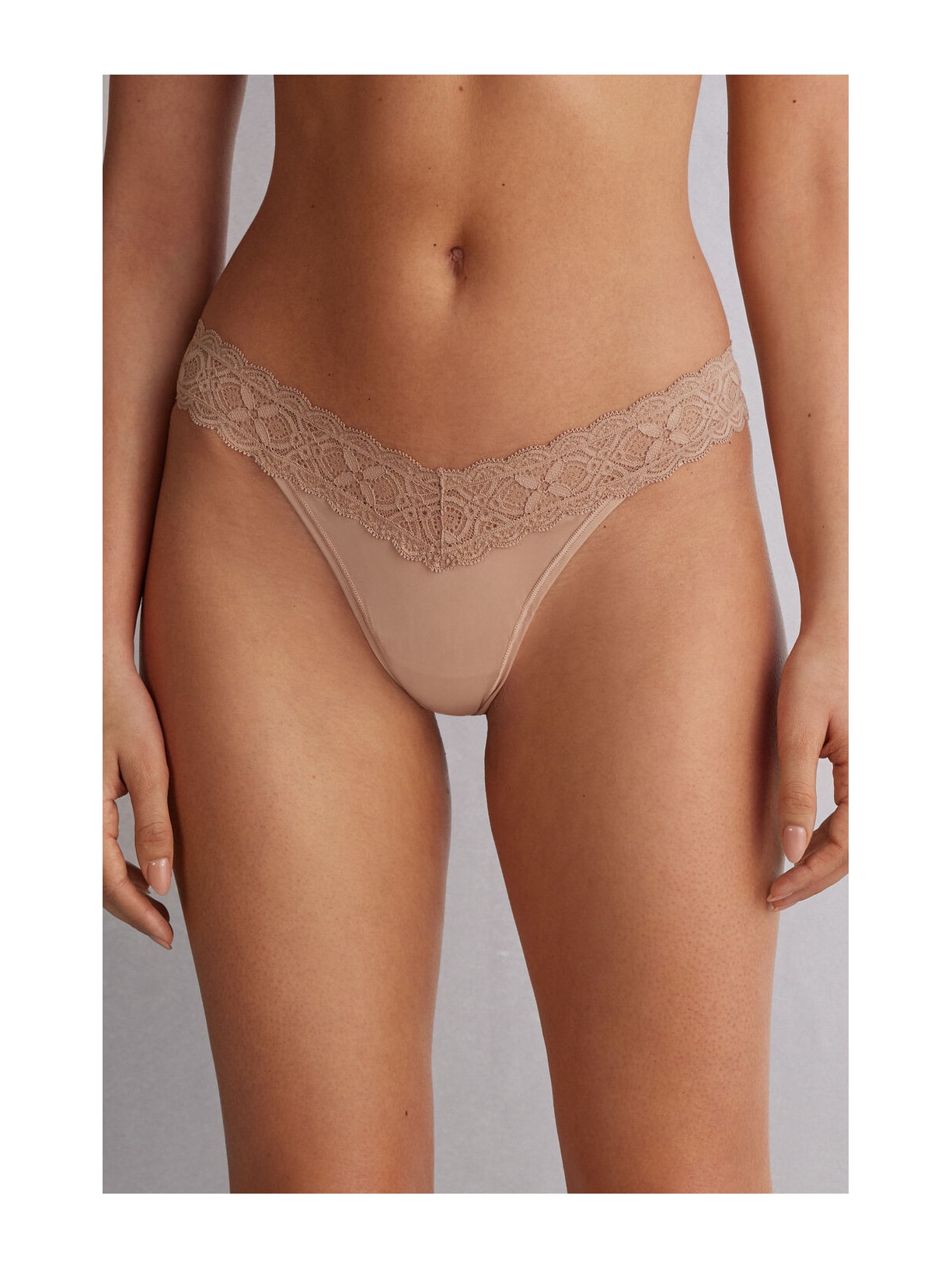 Calcinha Brasileira Em Renda e Microfibra Marrom Intimissimi