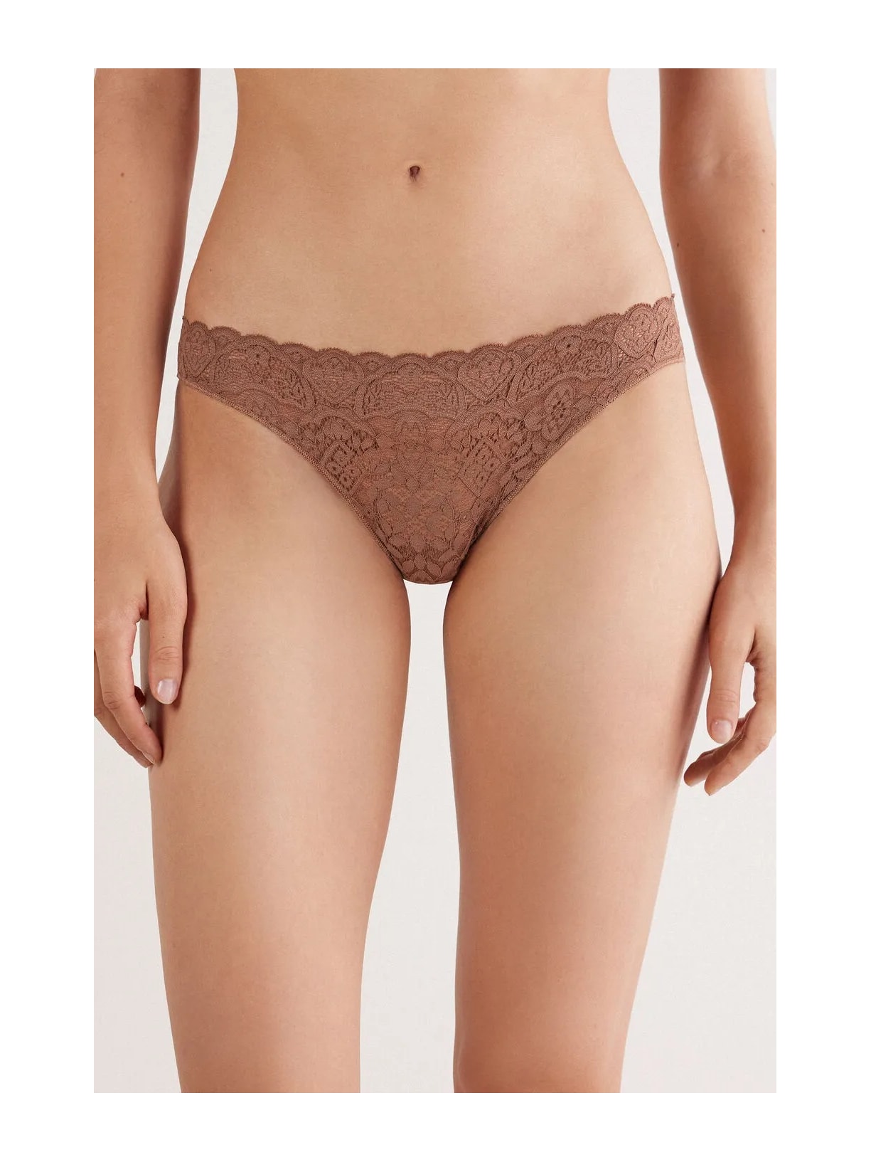 Calcinha Brasileira Em Renda e Microfibra Marrom Intimissimi