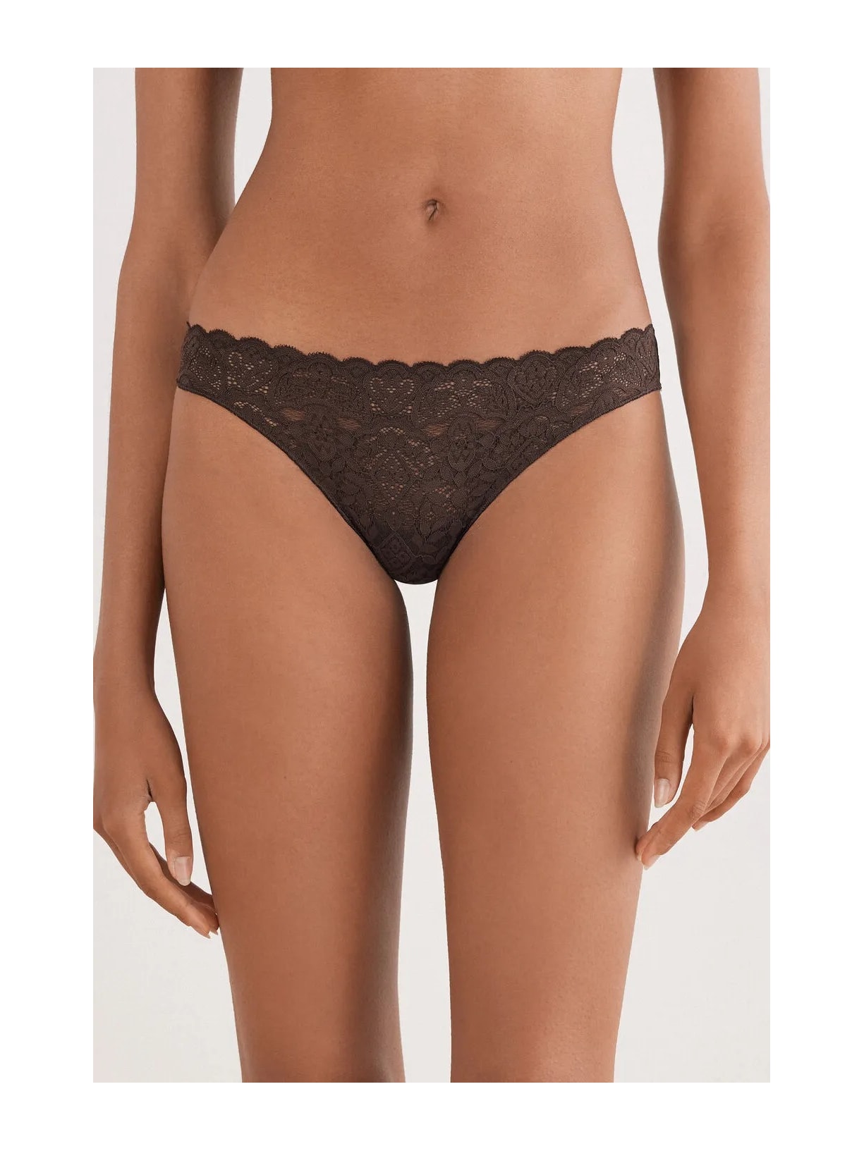 Calcinha Brasileira Em Renda e Microfibra Marrom Intimissimi