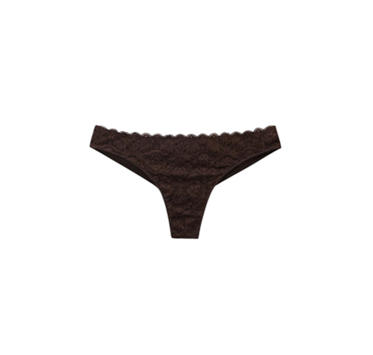 Calcinha Brasileira Em Renda e Microfibra - Marrom