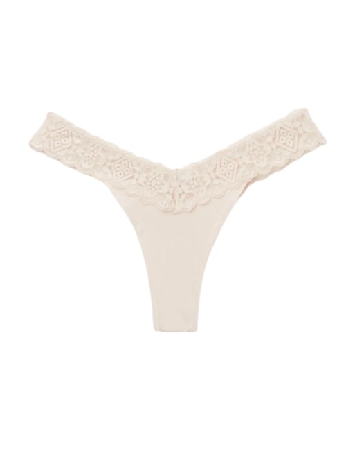 Calcinha Brasileira Em Renda e Microfibra - Off-White