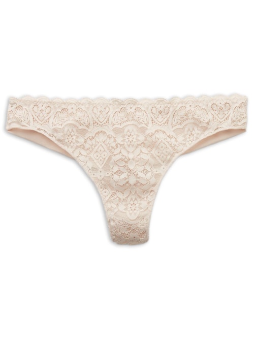 Calcinha Brasileira Em Renda e Microfibra - Off-White