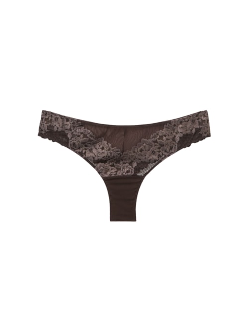 Calcinha Brasileira Pretty Flowers - Moka