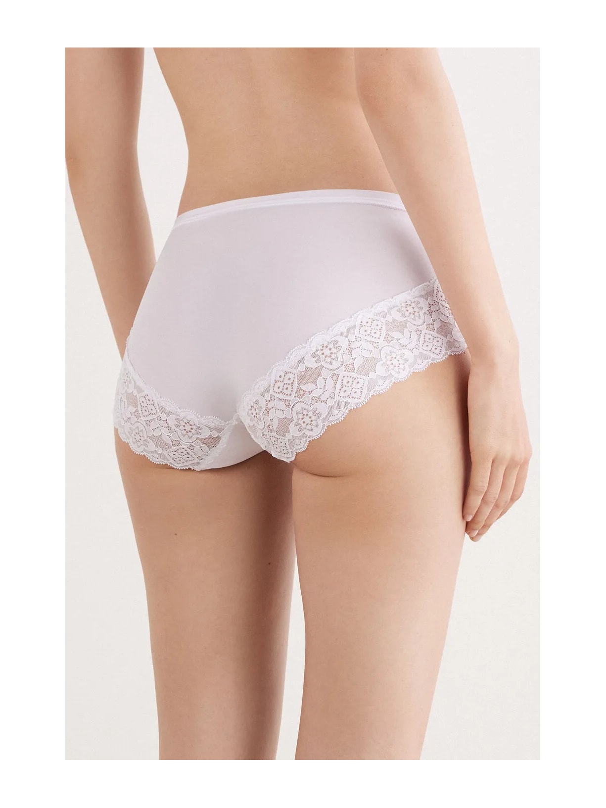 Calcinha Cintura Alta Em Microfibra e Renda Branco Intimissimi