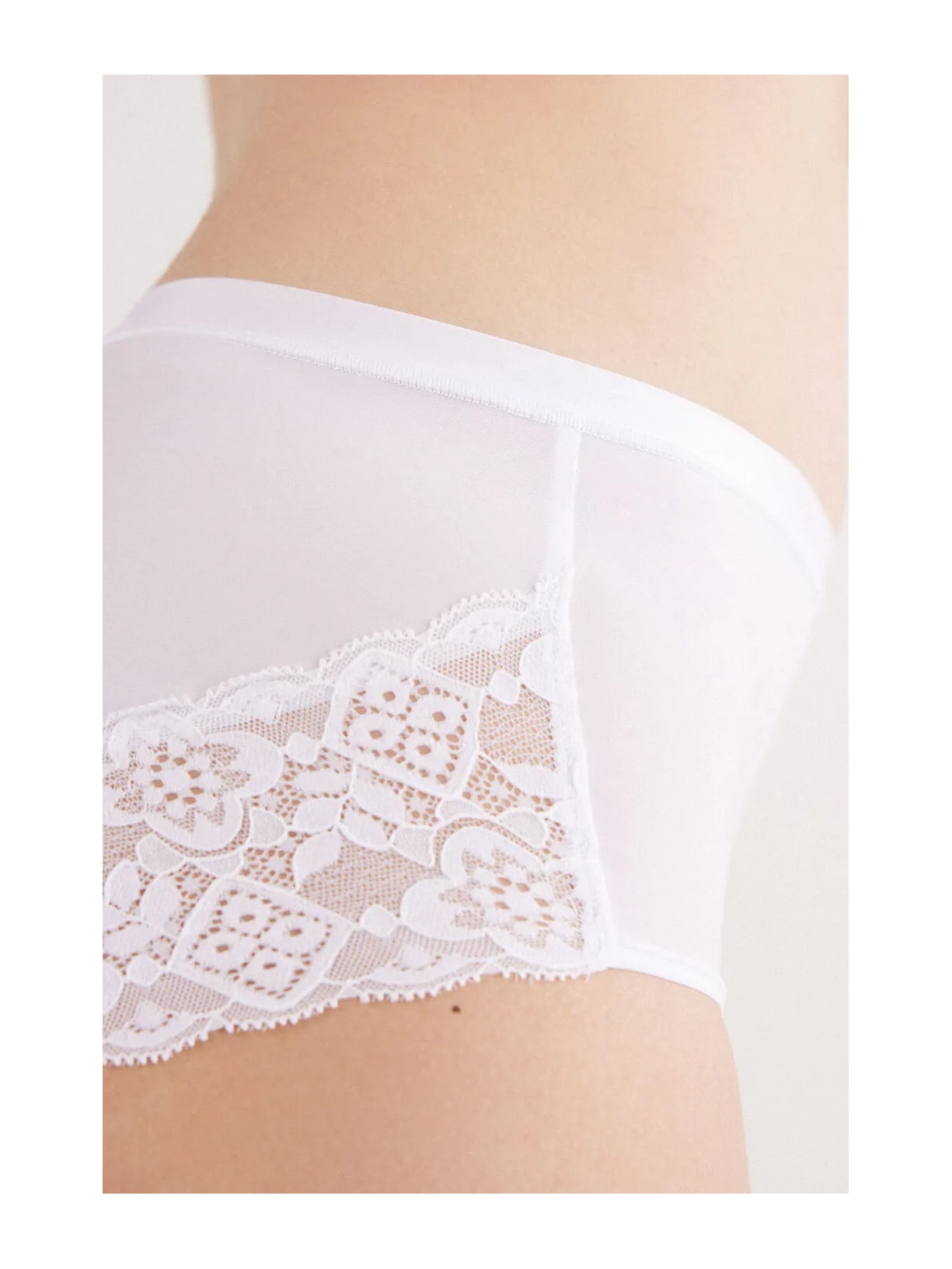 Calcinha Cintura Alta Em Microfibra e Renda Branco Intimissimi