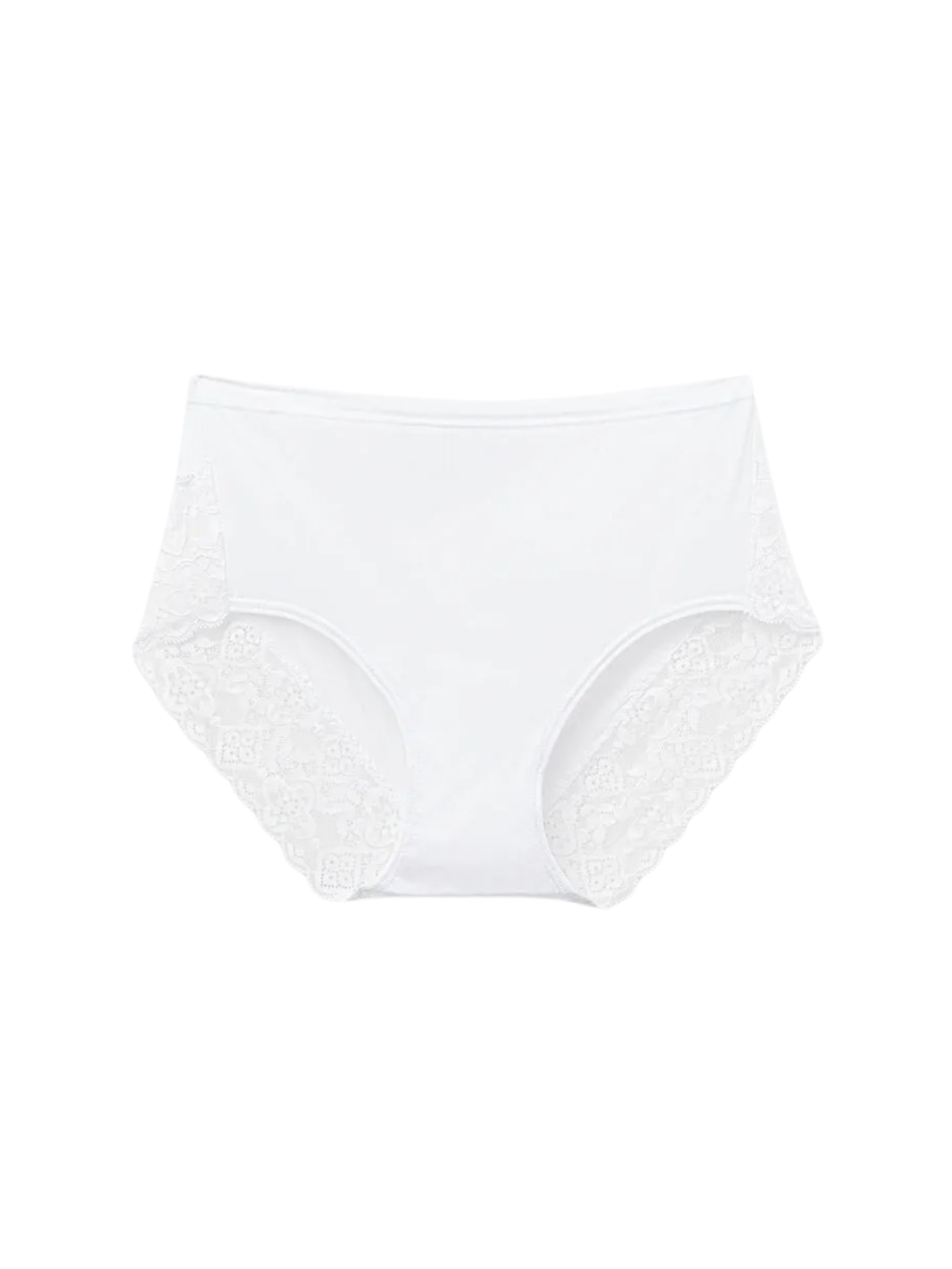 Calcinha Cintura Alta Em Microfibra e Renda - Branco