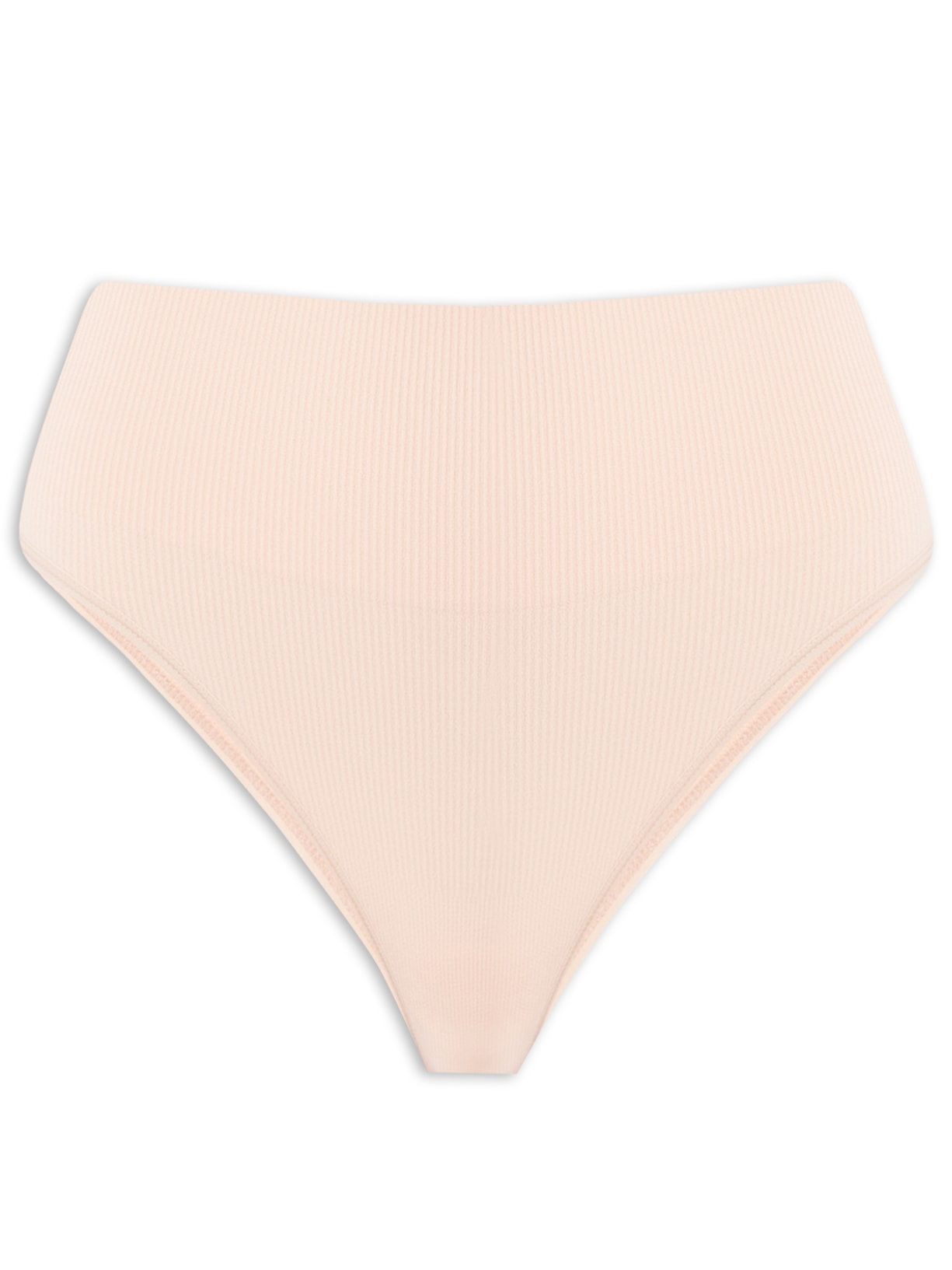 Calcinha Cintura Alta Fio Dental Em Microfibra - Bege