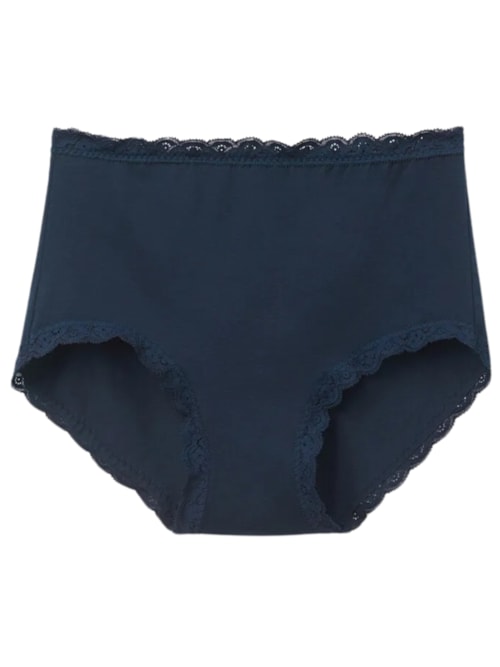 Calcinha Cullote Em Algodão e Renda - Azul
