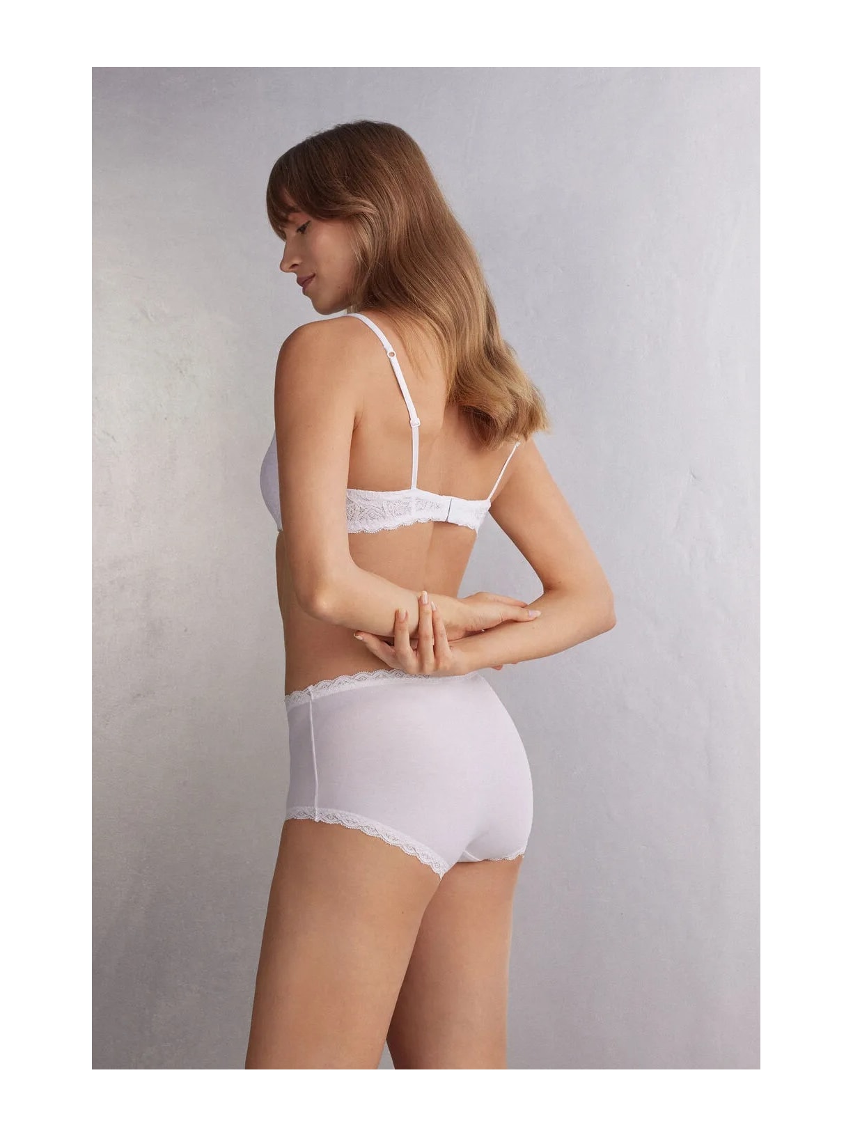 Calcinha Cullote Em Algodão e Renda Branco Intimissimi