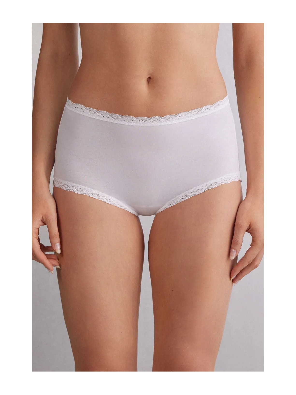 Calcinha Cullote Em Algodão e Renda Branco Intimissimi