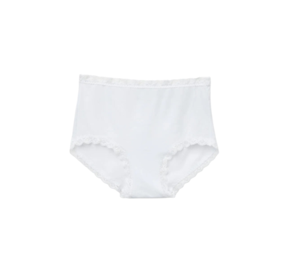 Calcinha Cullote Em Algodão e Renda - Branco