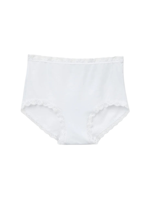 Calcinha Cullote Em Algodão e Renda - Branco