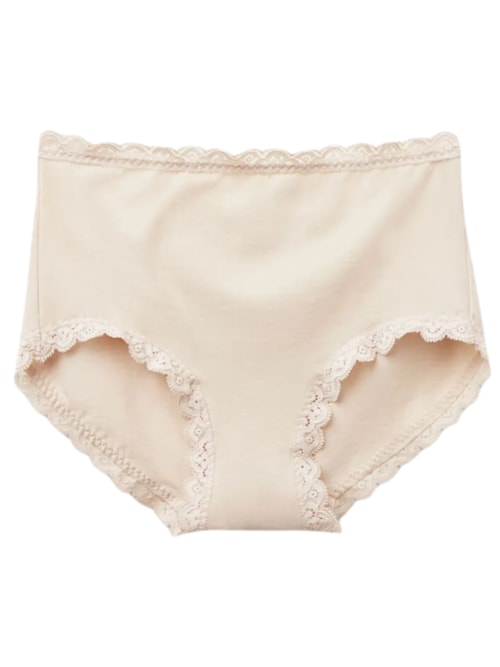 Calcinha Cullote Em Algodão e Renda - Off-White