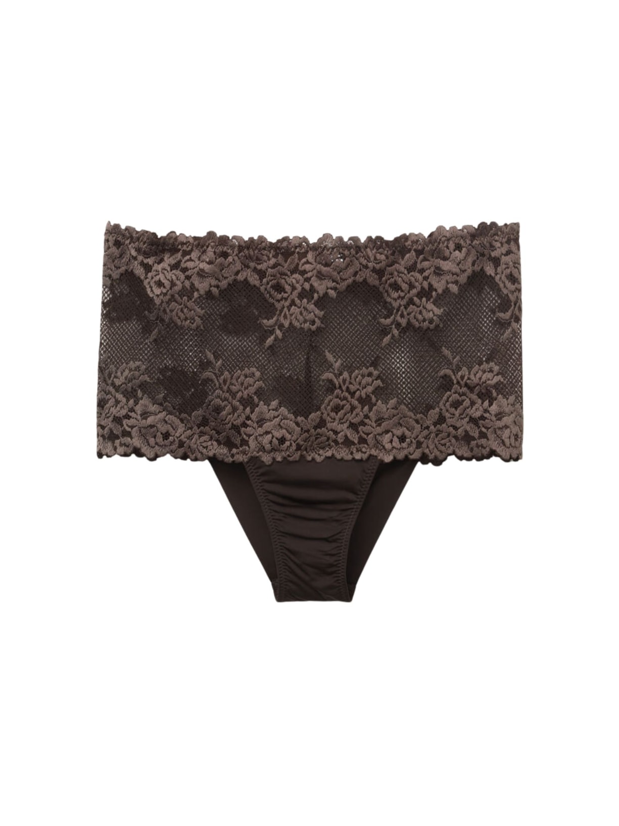 Calcinha Culotte Brasileira De Cintura Alta Pretty Flowers - Marrom
