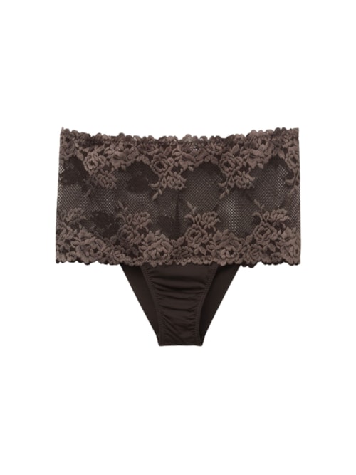 Calcinha Culotte Brasileira De Cintura Alta Pretty Flowers - Marrom