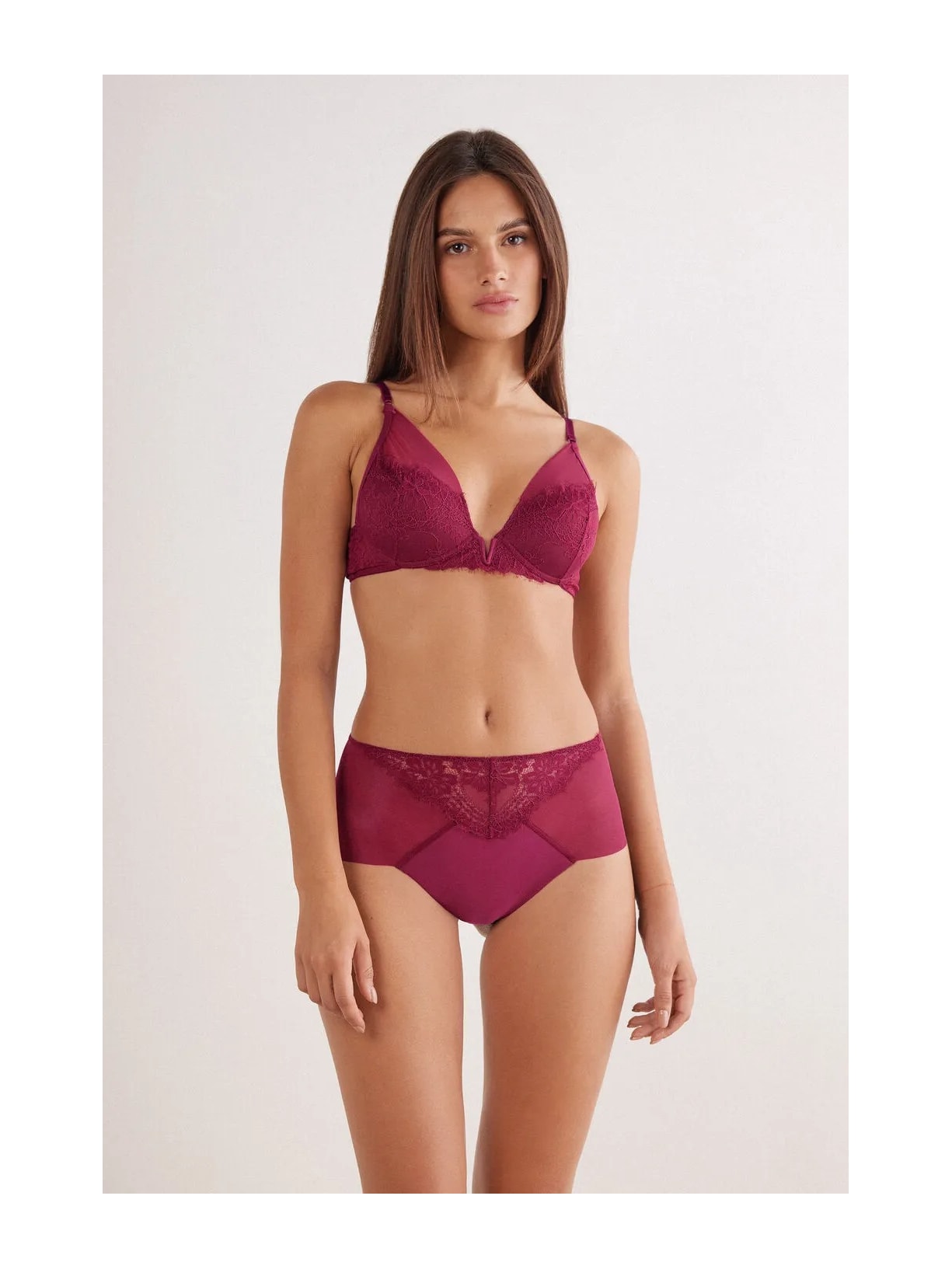 Calcinha Culotte Brasileira De Cintura Alta Sheer Glamour Bordô Intimissimi
