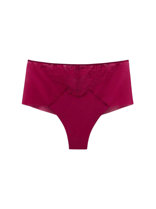 Calcinha Culotte Brasileira De Cintura Alta Sheer Glamour - Bordô