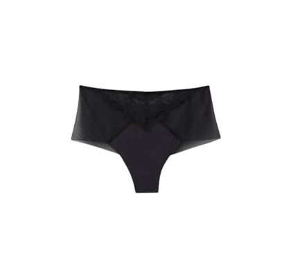 Calcinha Culotte Brasileira De Cintura Alta Sheer Glamour - Preto