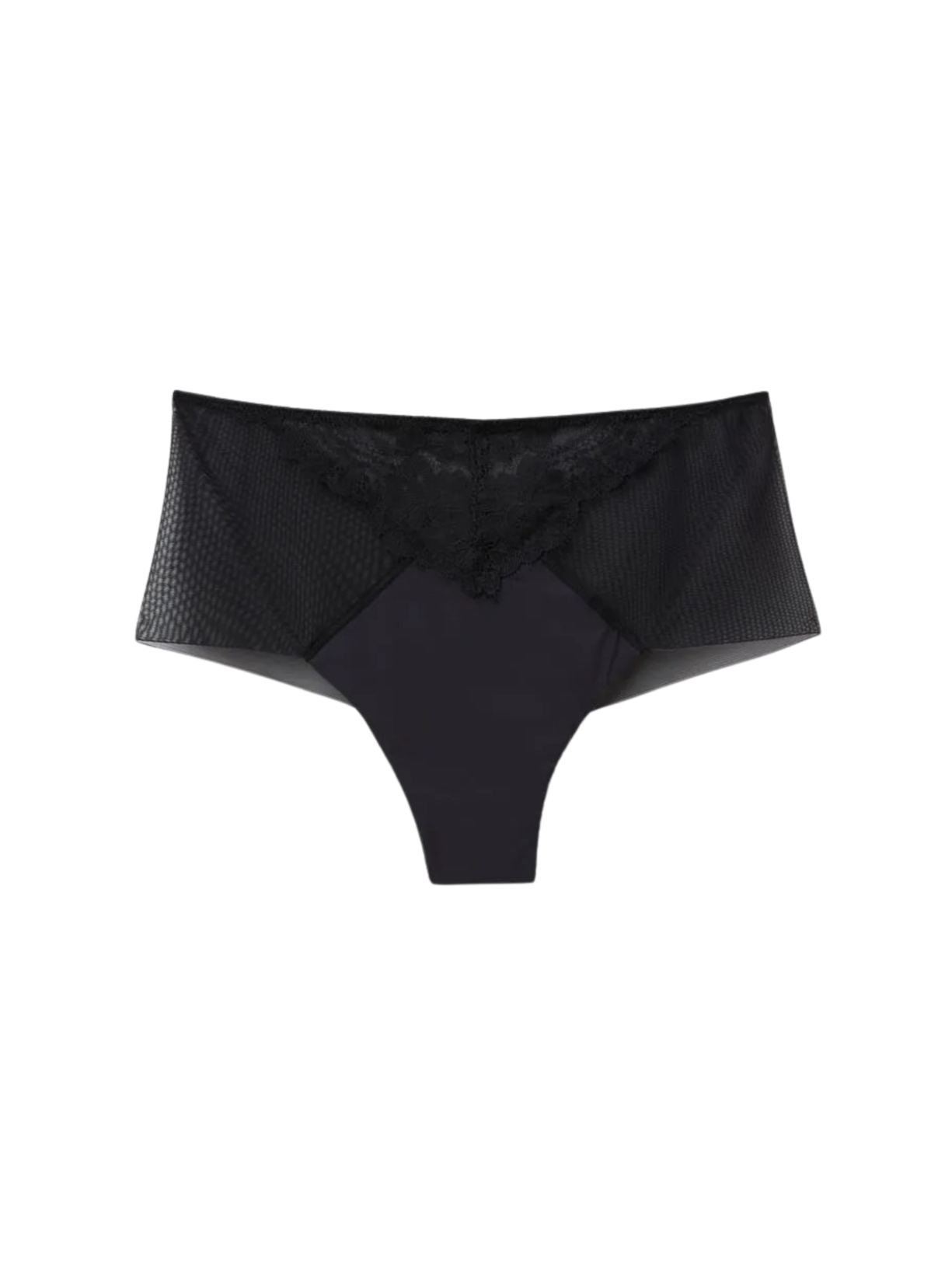 Calcinha Culotte Brasileira De Cintura Alta Sheer Glamour - Preto