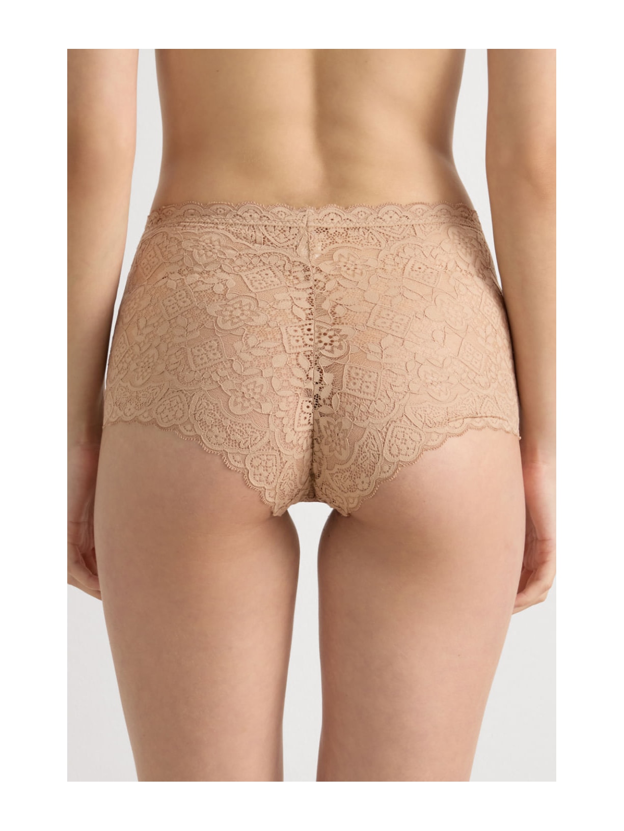 Calcinha Culotte De Cintura Alta Em Renda Bege Intimissimi