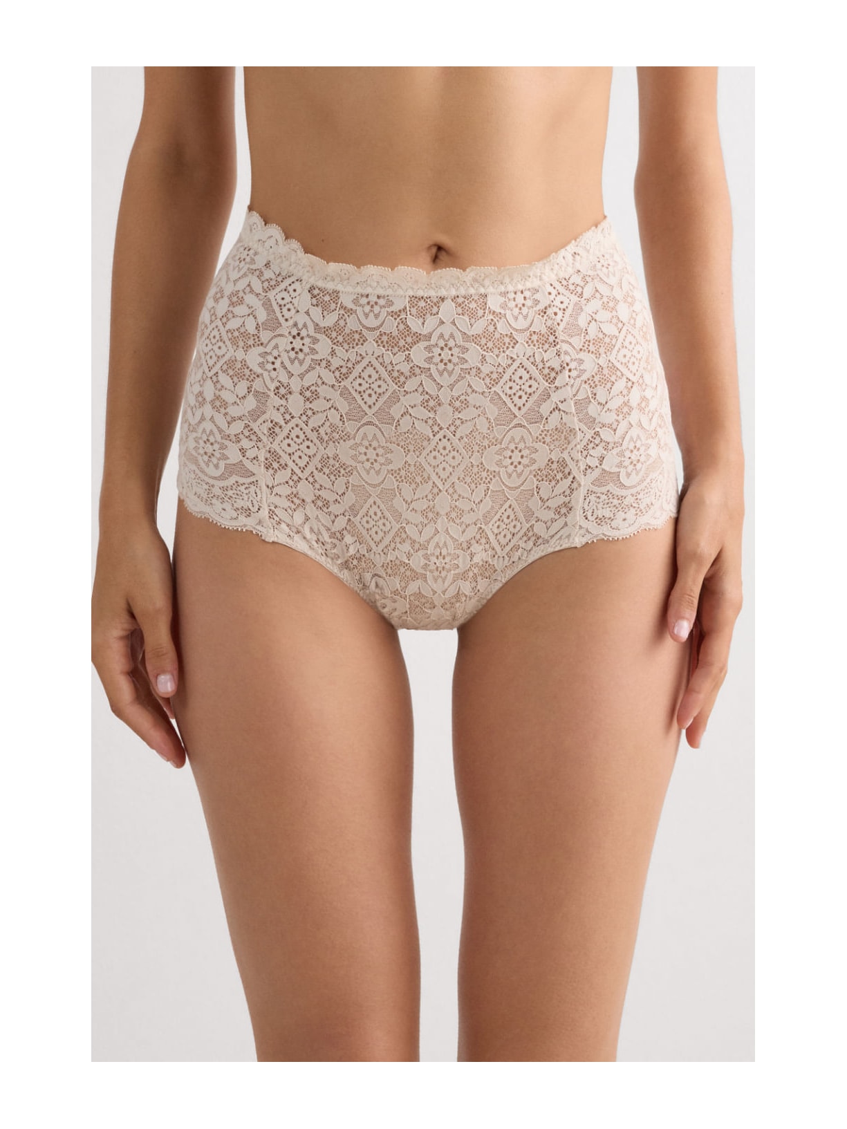 Calcinha Culotte De Cintura Alta Em Renda Off-White Intimissimi