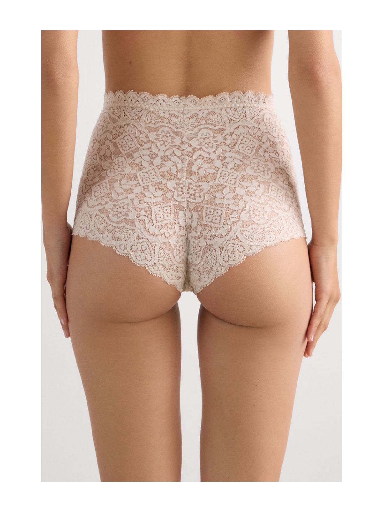 Calcinha Culotte De Cintura Alta Em Renda Off-White Intimissimi