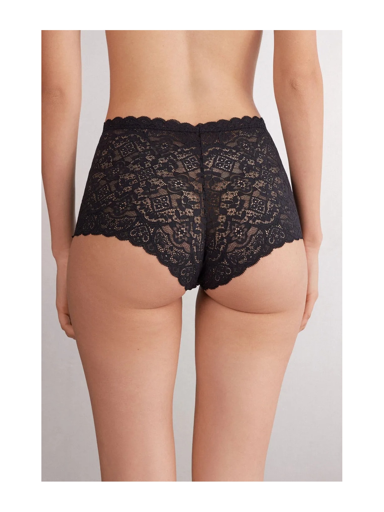 Calcinha Culotte De Cintura Alta Em Renda Preto Intimissimi