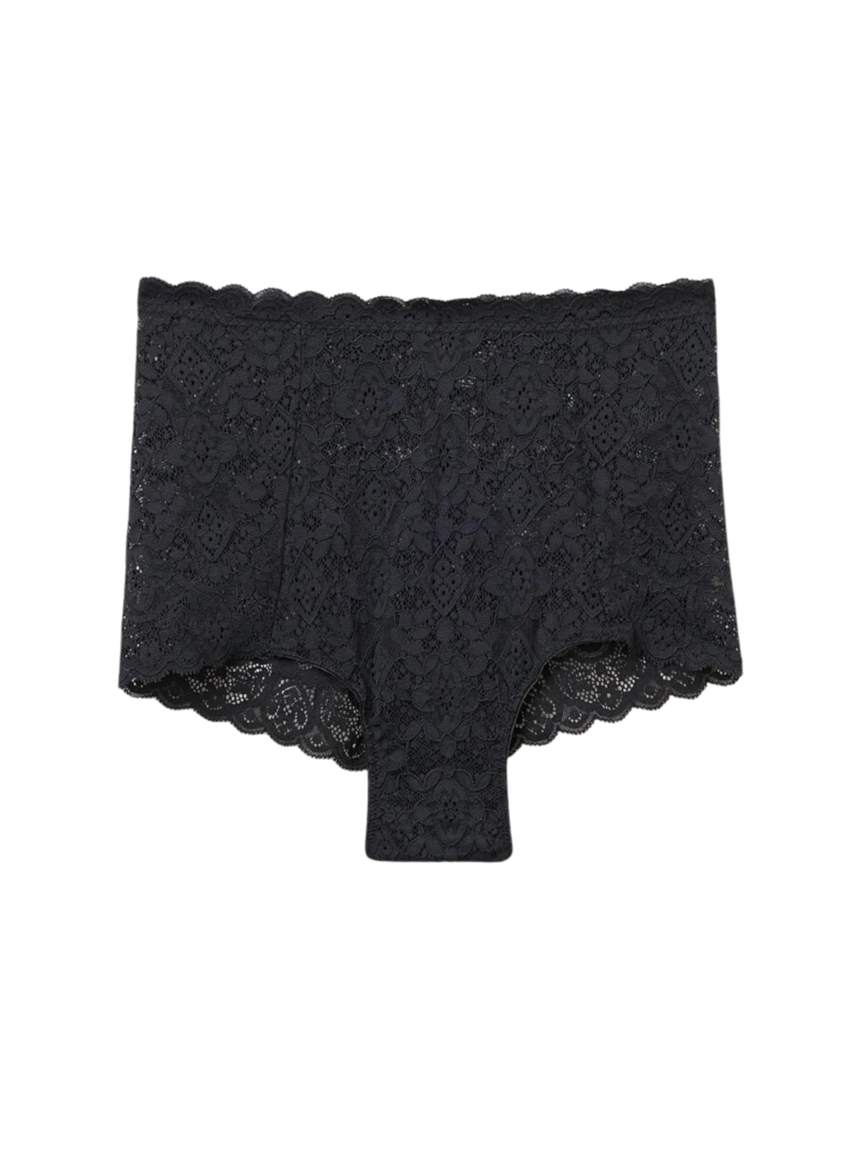 Calcinha Culotte De Cintura Alta Em Renda - Preto