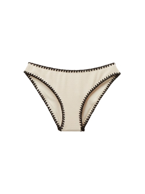 Calcinha De Biquíni Bicolor Embroidery - Off-White