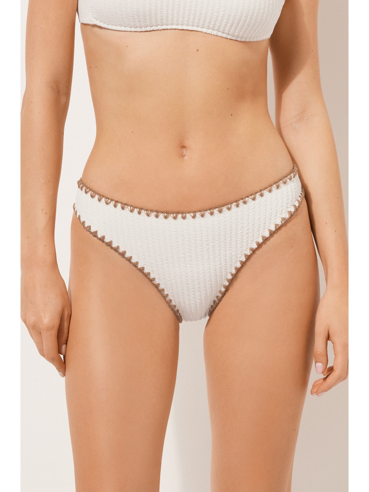 Calcinha De Biquíni Bicolor Off-White Calzedonia