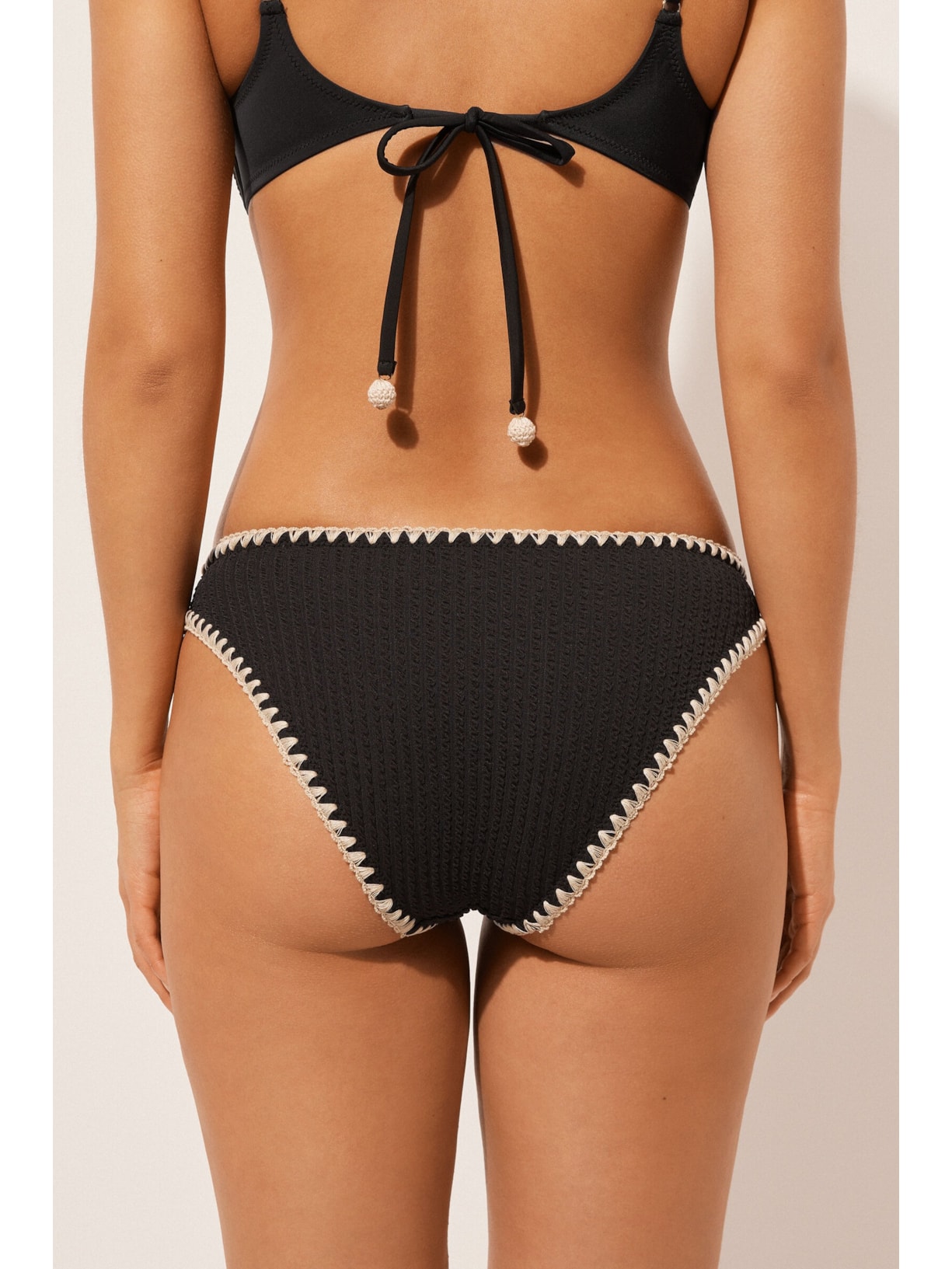 Calcinha De Biquíni Bicolor Preto Calzedonia