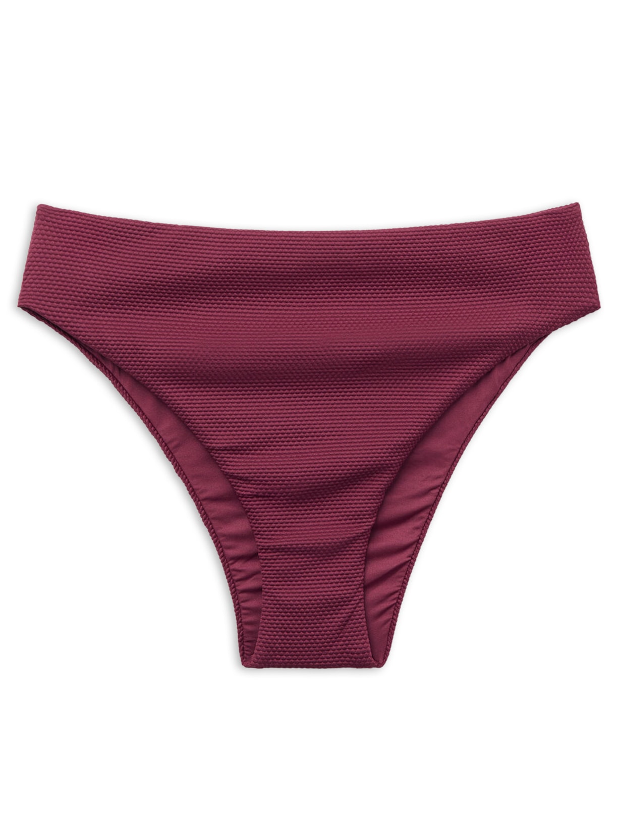 Calcinha De Biquíni Brasileira Cintura Alta Classy Piquet Bordô Calzedonia