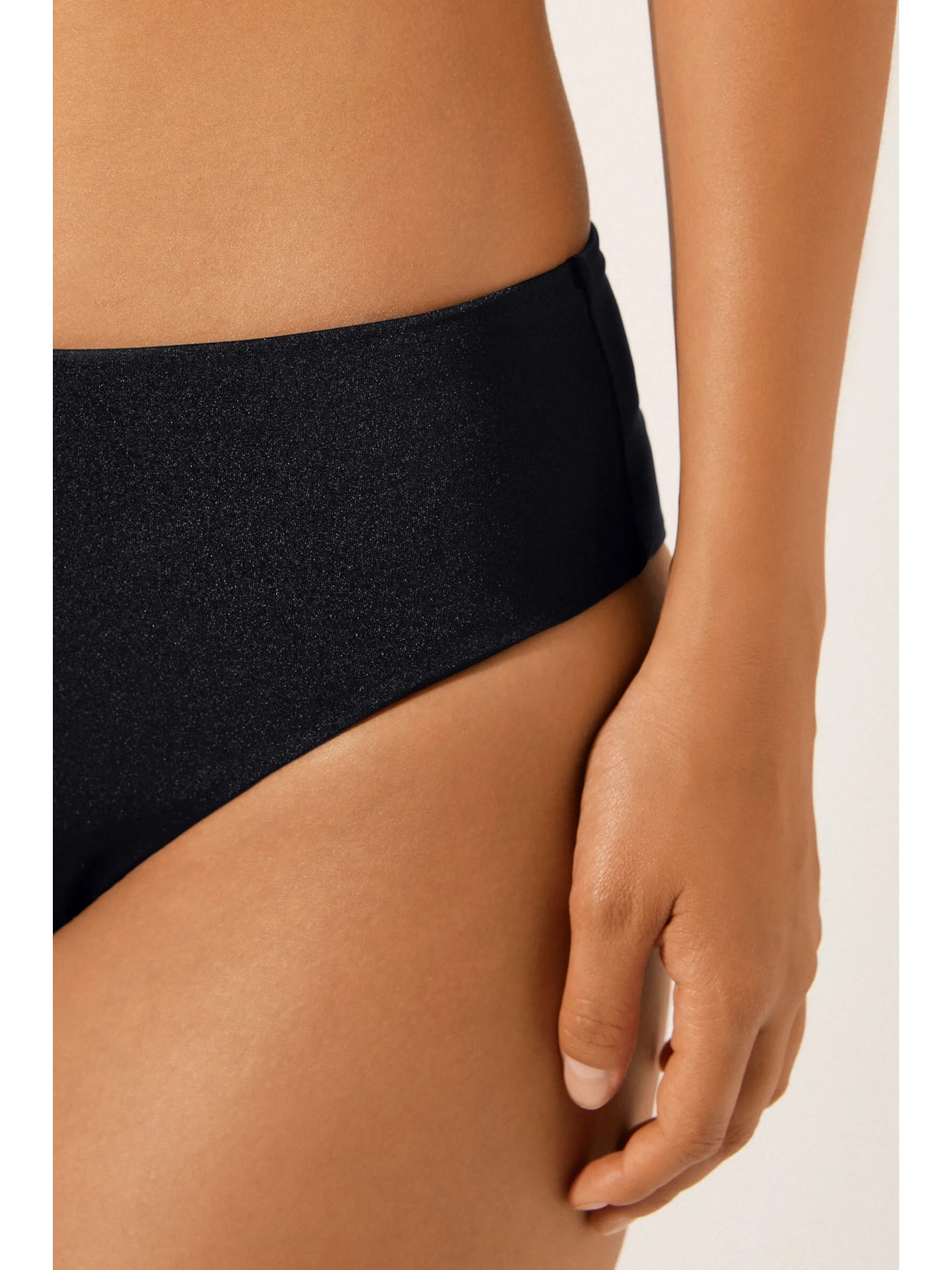 Calcinha De Biquíni Brasileira Cintura Alta Corset Charm Preto Calzedonia