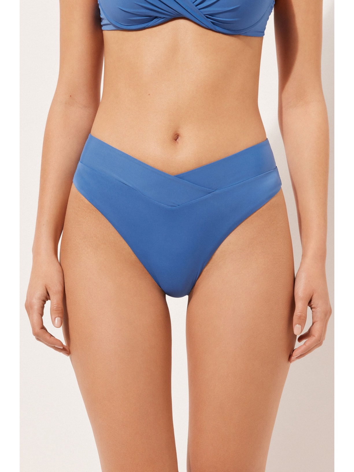 Calcinha De Biquíni Brasileira Cintura Alta Indonésia Azul Calzedonia