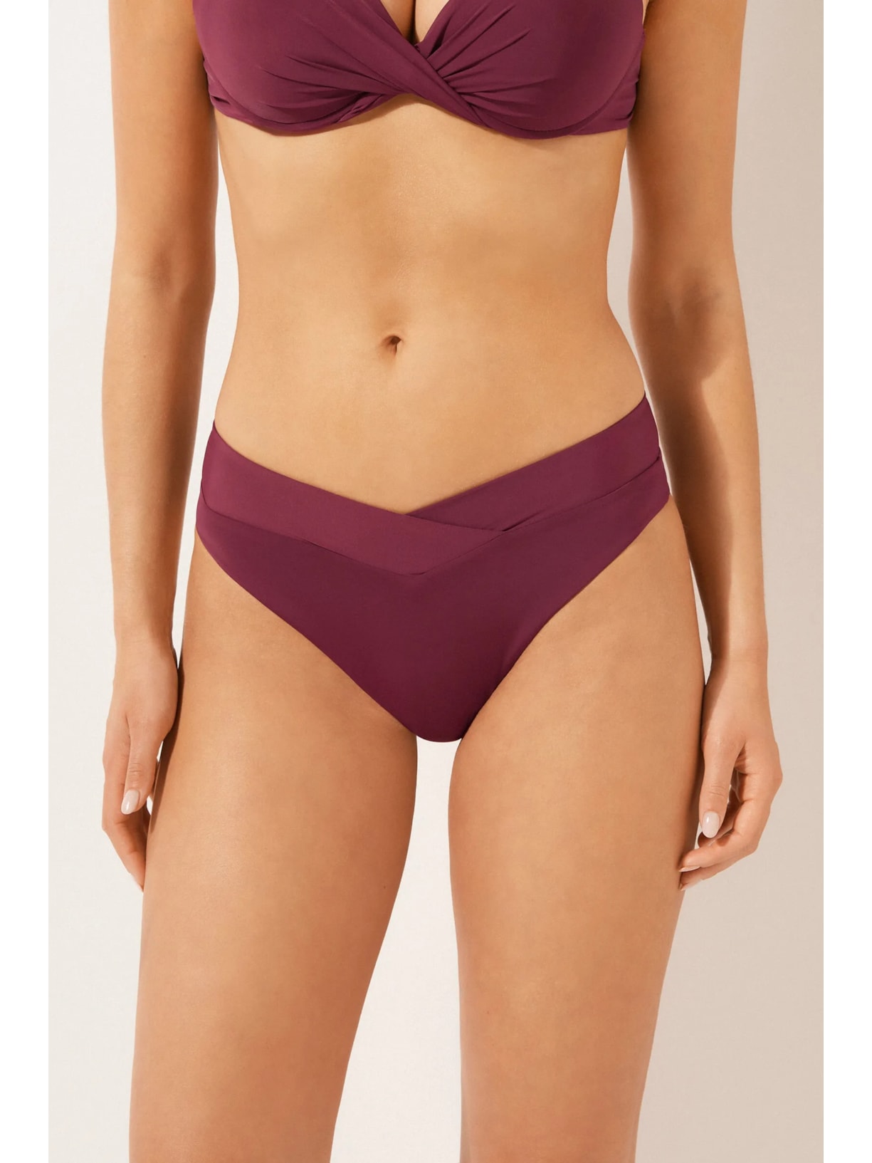 Calcinha De Biquíni Brasileira Cintura Alta Indonésia Bordô Calzedonia