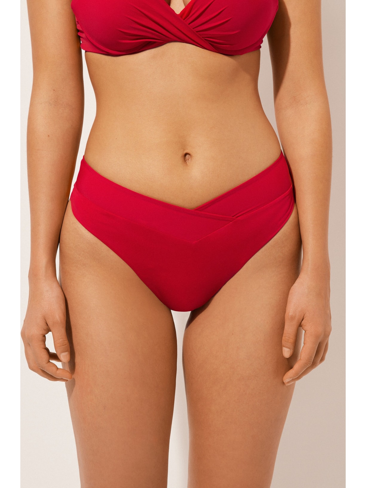 Calcinha De Biquíni Brasileira Cintura Alta Indonésia Vermelho Calzedonia