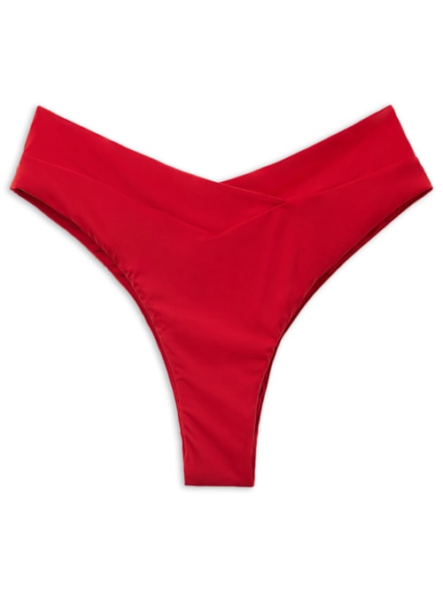 Calcinha De Biquíni Brasileira Cintura Alta Indonésia - Vermelho