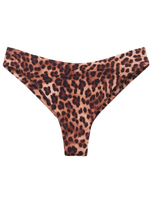 Calcinha De Biquíni Brasileira Classic Animal Print - Marrom