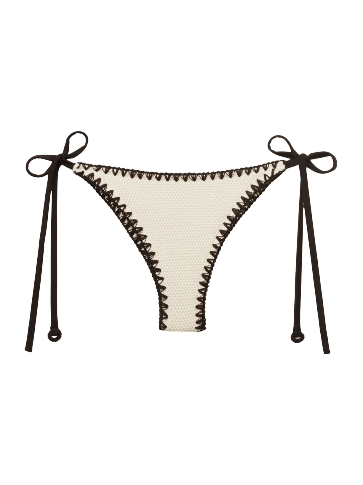 Calcinha De Biquíni Brasileira Com Amarração Bicolor Embroidery - Off-White