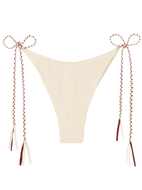 Calcinha De Biquíni Brasileira Com Amarração Cashmere Twist - Off-White