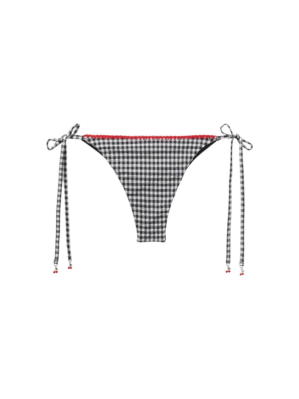 Calcinha De Biquíni Brasileira Com Amarração Cherry Vichy Preto Calzedonia