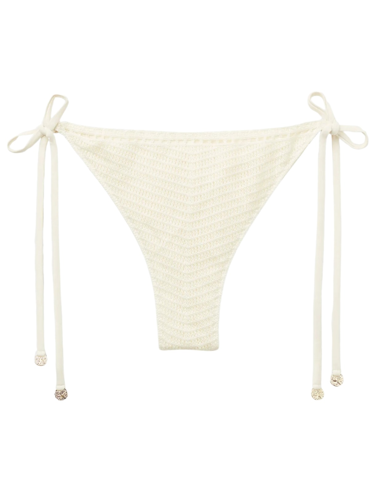 Calcinha De Biquíni Brasileira Com Amarração Classic Crochet Off-White Calzedonia