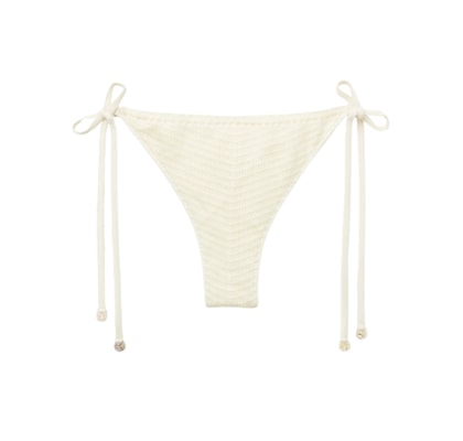 Calcinha De Biquíni Brasileira Com Amarração Classic Crochet - Off-White