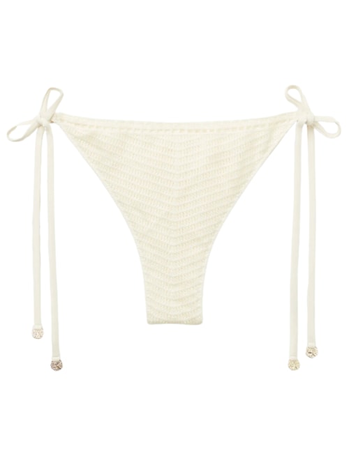 Calcinha De Biquíni Brasileira Com Amarração Classic Crochet - Off-White