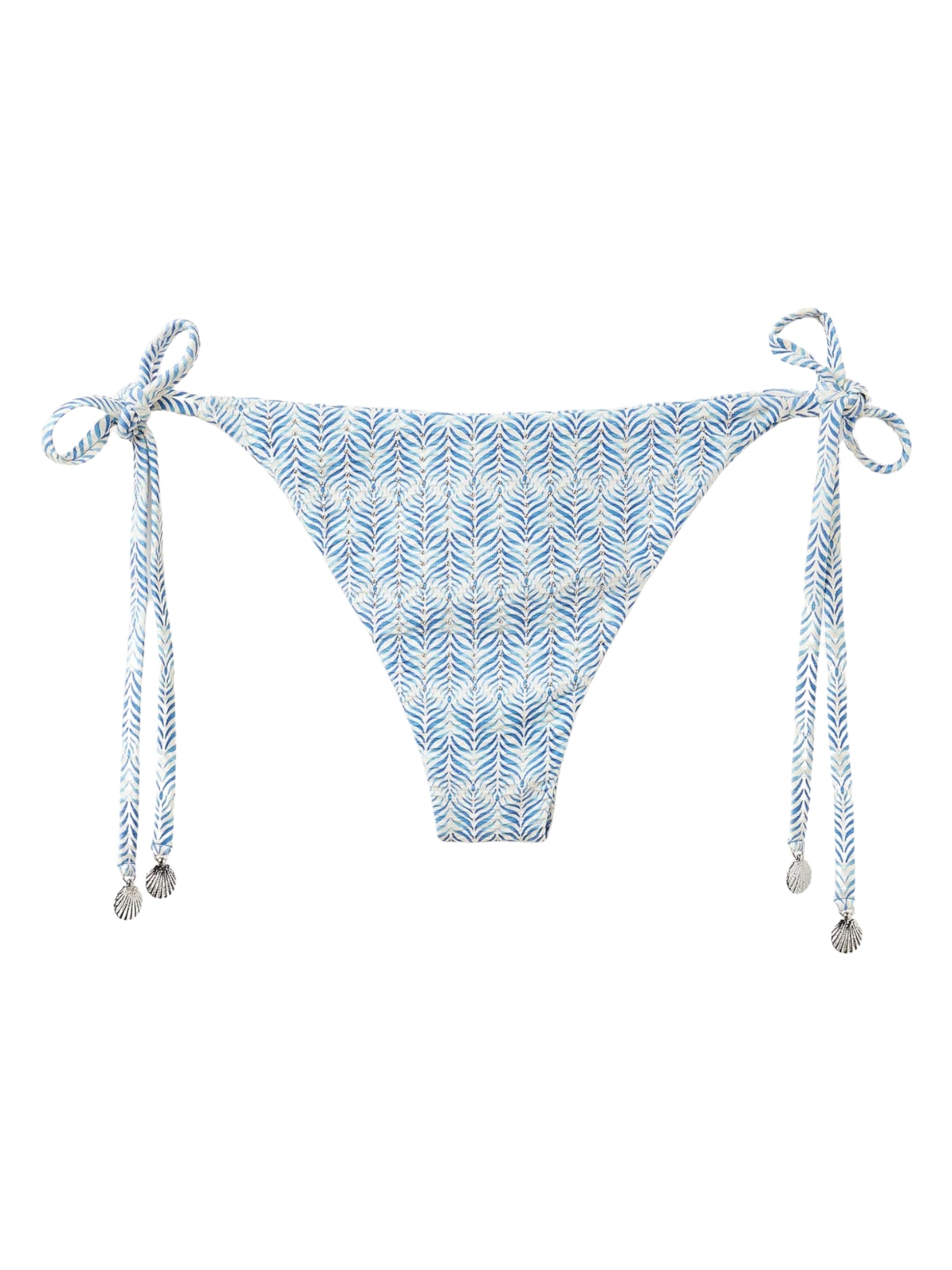 Calcinha De Biquíni Brasileira Com Amarração Delicate Geometric - Azul