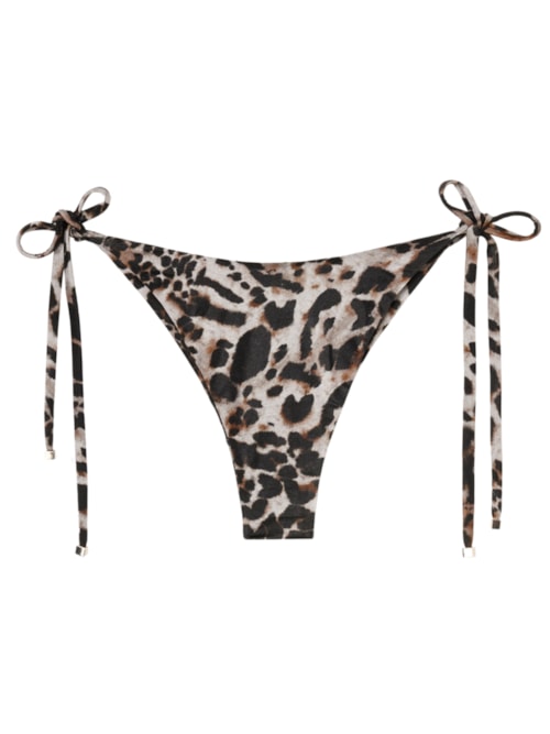 Calcinha De Biquíni Brasileira Com Amarração Elegant Animalier - Marrom