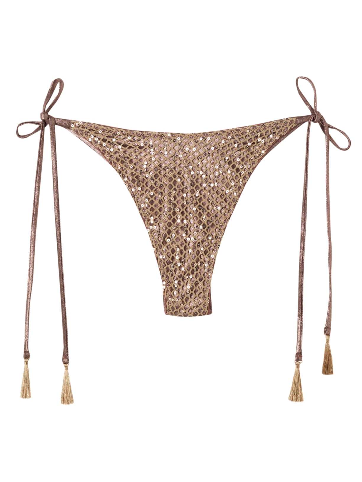 Calcinha De Biquíni Brasileira Com Amarração Glittering Net - Cinza