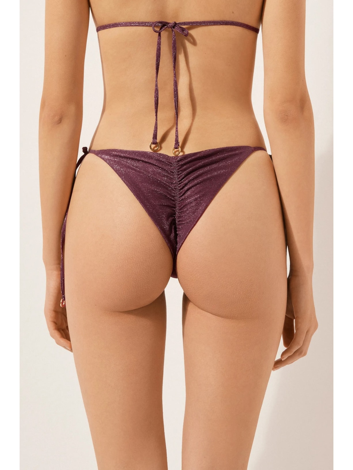 Calcinha De Biquíni Brasileira Com Amarração Golden Glow Roxo Calzedonia